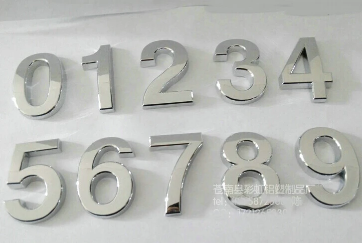 
Modern Silver House Door Address Number Digits Numeral Plate Plaque Sign Size 50x30x6mm Convenient Room Gate Number 