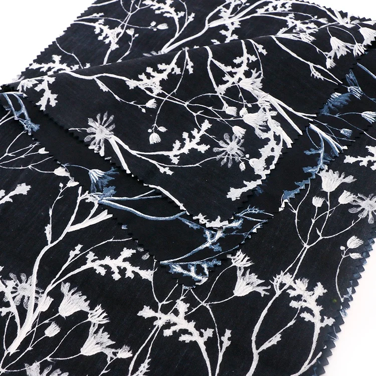 Pure Cotton Plain Floral Printed Fabric for Garment