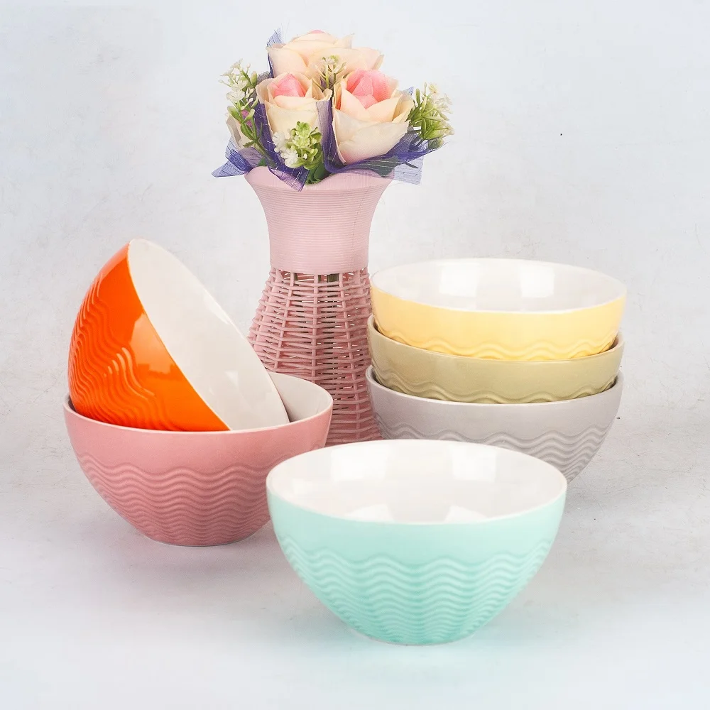 Microwave safe 450ml embossed ceramic soup mug