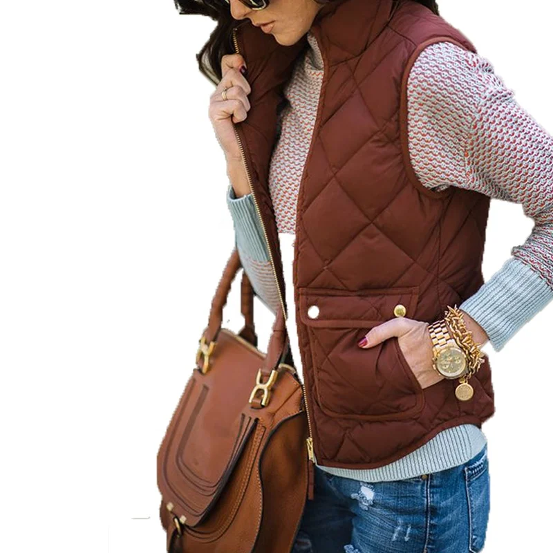 Fashion Spring Womens Excursion Quilted Down Stand Collar Vest