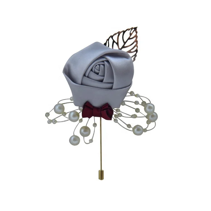 F-1448 Artificial Handmade Wedding Brooch Pin Flower Rose Cloth Art Organza Fabric Male Female Lapel Pin Brooch Pin