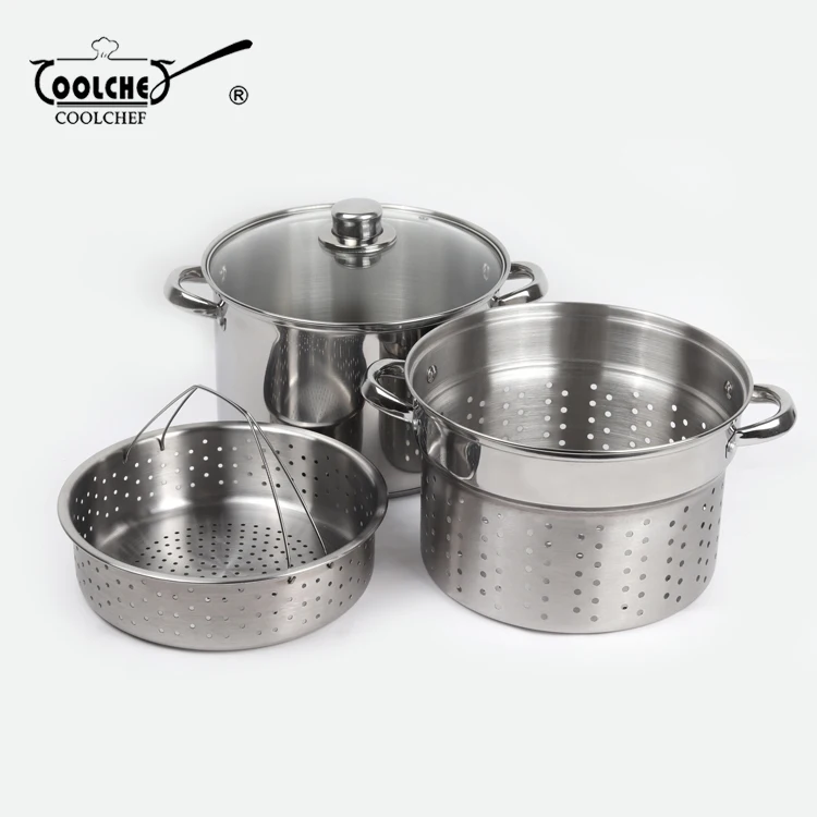 24cm 8QT Stainless Steel  Pasta Cooking Pot With Strainer