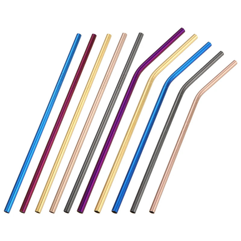 Hot! Eco-Friendly Reusable Metal Stainless Steel 304 Drinking Straw Straight and Bent Shapes for Bar Accessories