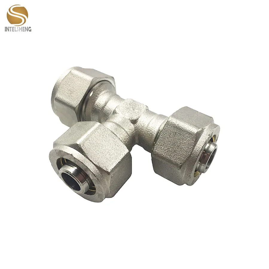 Nickel plated brass equal tee fitting