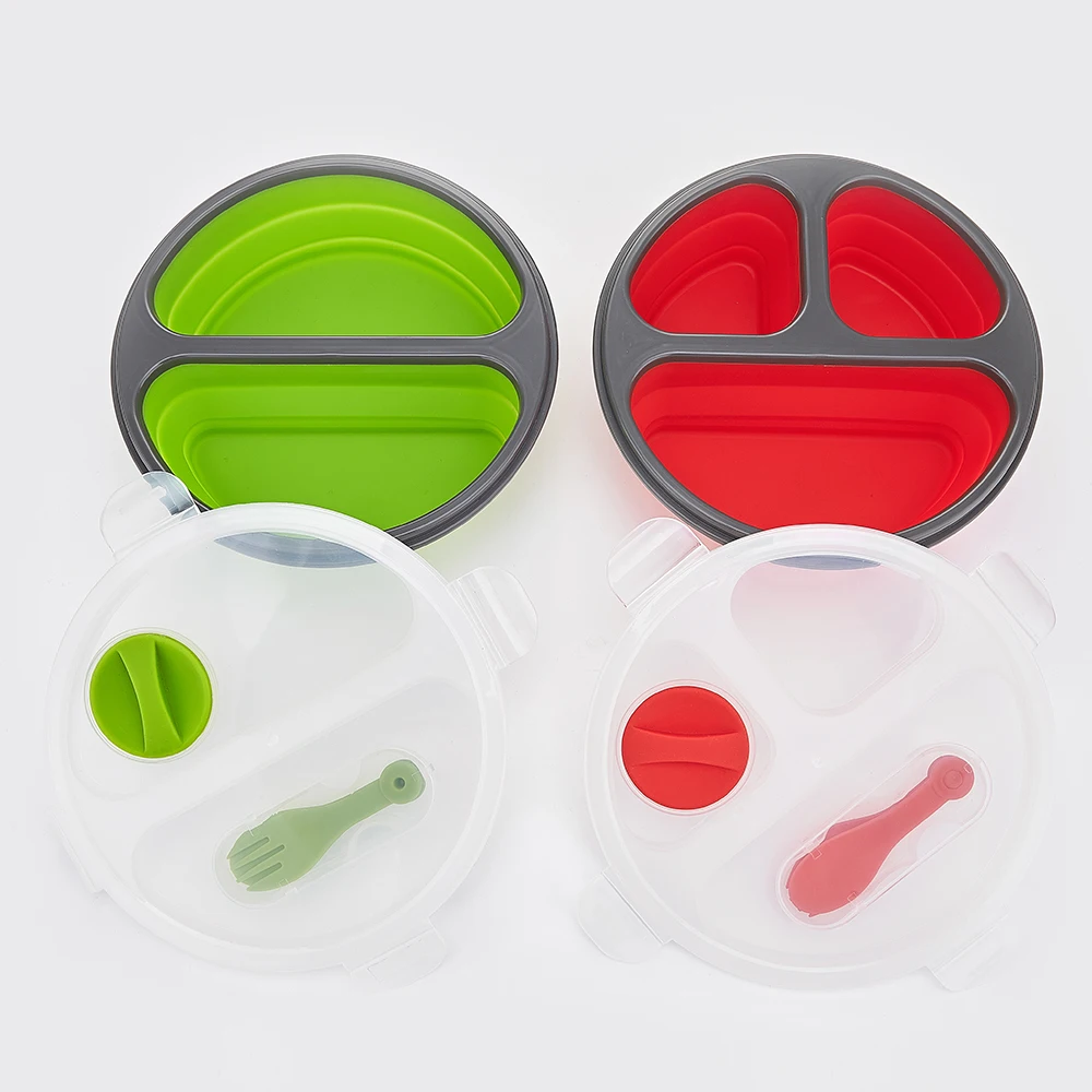 
Microwave Food Box Storage Containers Keeping Fresh Bento Foldable Collapsible Silicone Bento Lunch Box With Silicone lid 