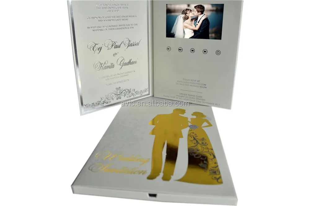2023 New 4.5 inch modern wedding gift lcd video brochure invitation lcd video greeting card