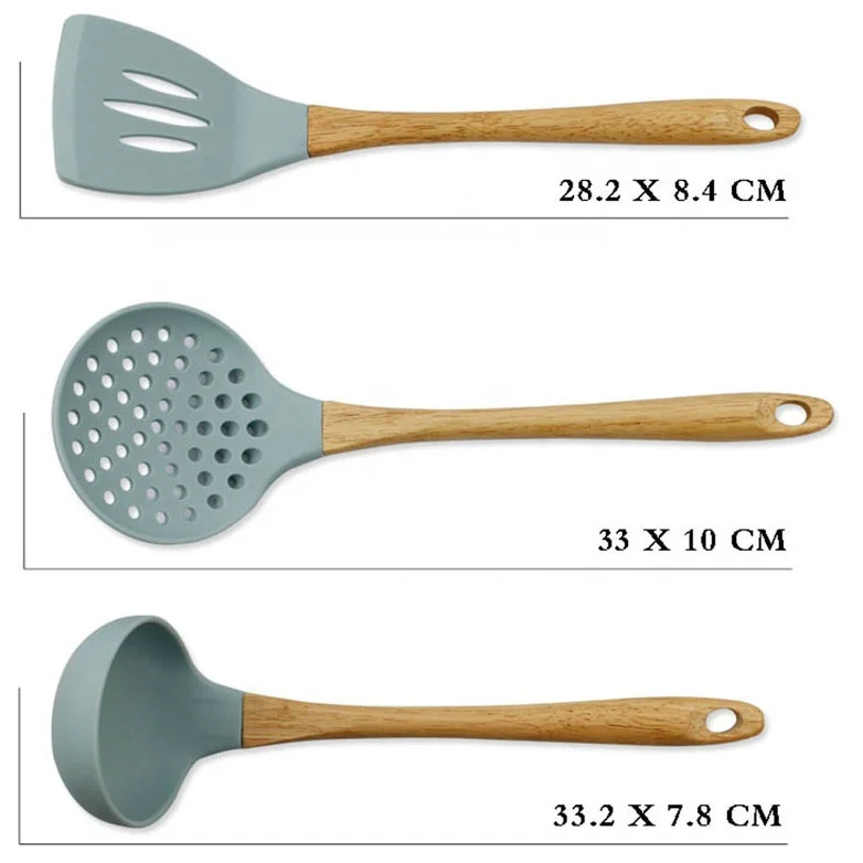 
7PCS Non-stick Heat-resistant Wholesale Cooking Utensil Set Silicone Kitchen Utensils With Wood Handle 