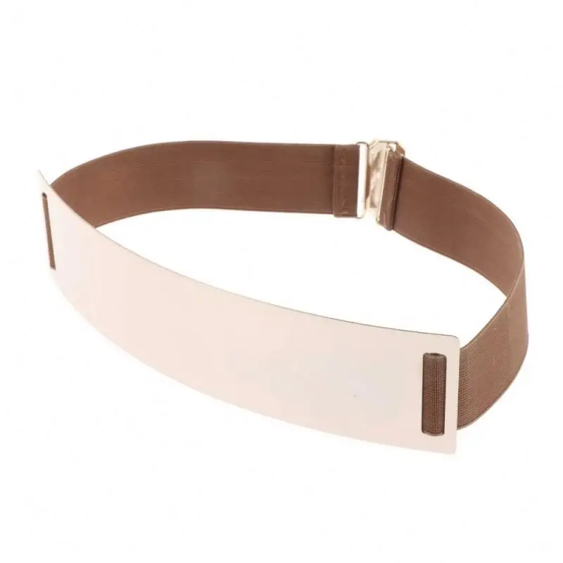Women Waist Support Belt Lady Fashion Casual Elastic Stretch Shinning Metal Waist Trimmer Belt Waistband Waist Belt