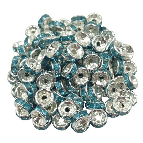 6MM Mixed Crystal Spacer Metal Silver Plated Flat Rondelle Crystal Rhinestone Loose Spacer Beads For DIY Jewelry Making