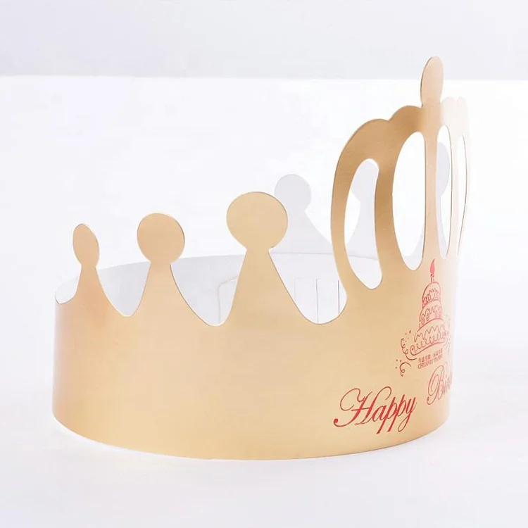 Wholesale children adult cake paper hat manufacturers custom special edition gold card birthday party crown cap
