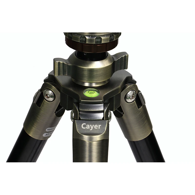 Cayer AT2470X3 Professional Photo Tripod Kit Aluminum Antique Brass Max Height 1820MM Digital Camera Aluminum Alloy 4 Sections