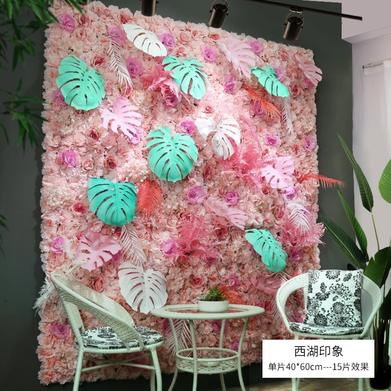 rose hydrangea portable stage decoration backdrop design wholesale artificial flower garland wholesale flower wall backdrop