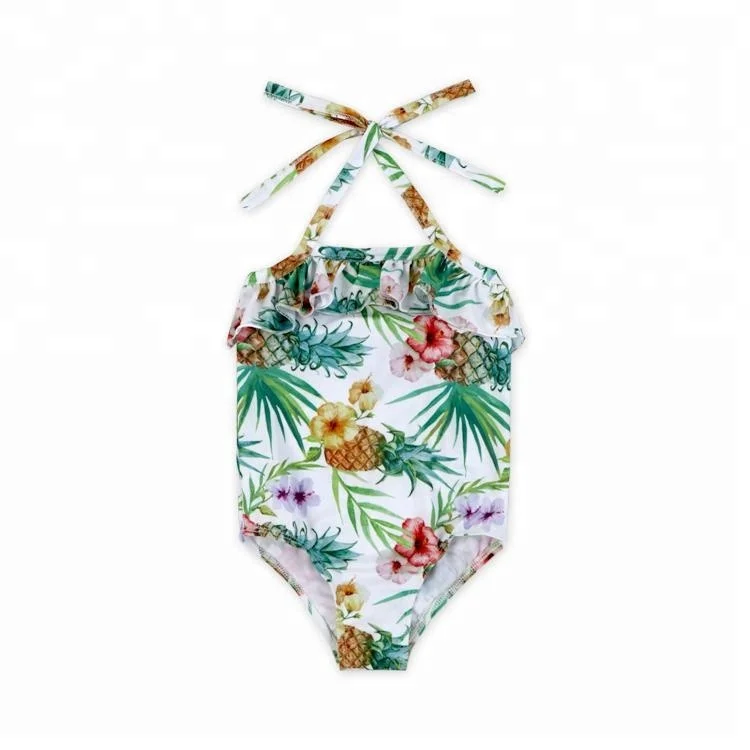 Холтер оборками спинки Купальник для маленьких девочек ананас летние купальники
