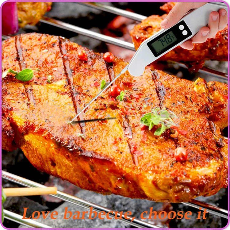 Hot Sale in Bulk Silver Digital BBQ Food Wireless collapsible Cooking Thermometer