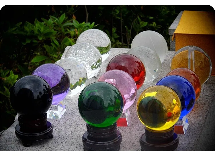 
3CM Yellow Asian Quartz Crystal Glass Ball Glass Sphere and minerals Magic Crystal Ball Sphere Fengshui Figurine Products 