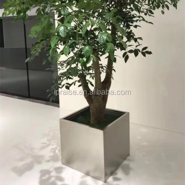 Home Decor Flower Vases Metal Gold Large Indoor Flower Pots / square planter boxes / flowerpot