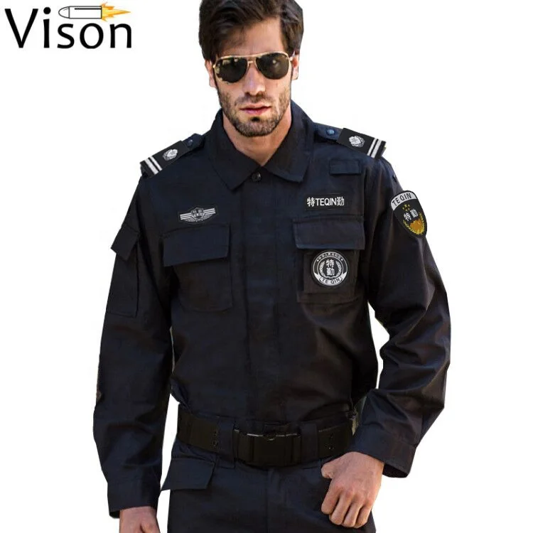 Factory customize Black Security jacket Guard Uniform Military Clothing airport Security pants uniforms