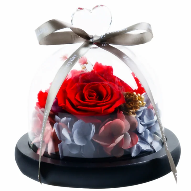 Preserved rose in glass dome with preserved flowers rose in glass globe ball wholesale
