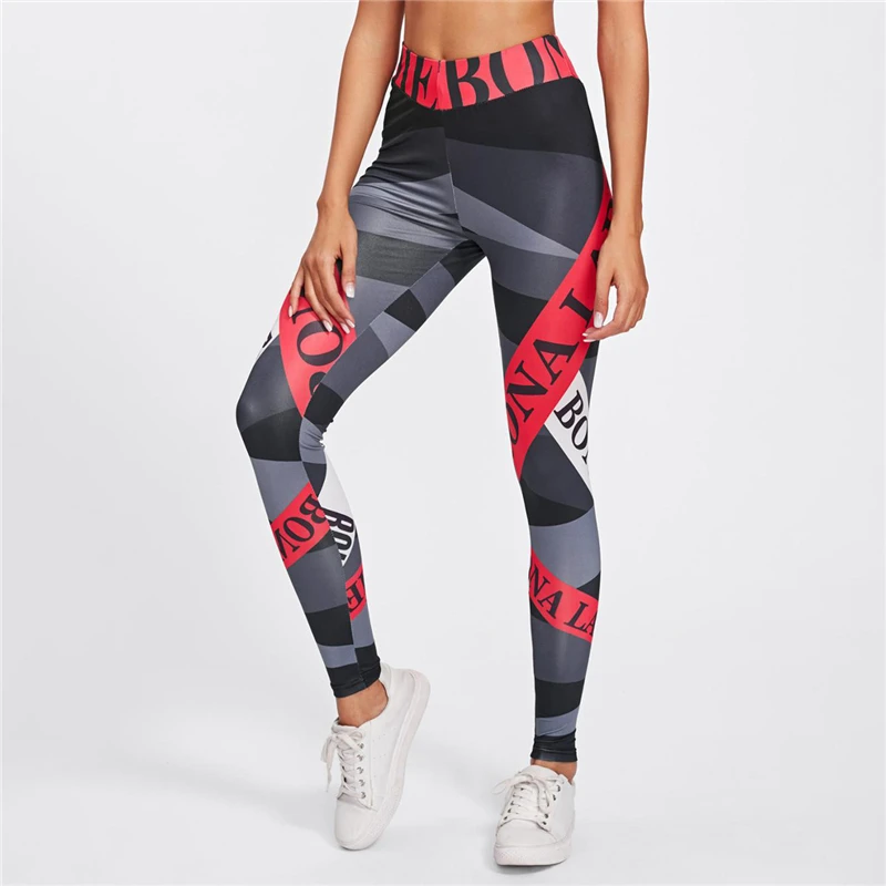 Лидер продаж, спортивные штаны для бега и спортзала с цифровым принтом, лоскутные леггинсы