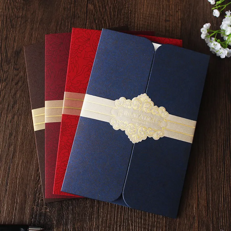 
Hot Sale Luxurious Gold Foil Business Invites Card Unique Wedding Invitations With Envelope 