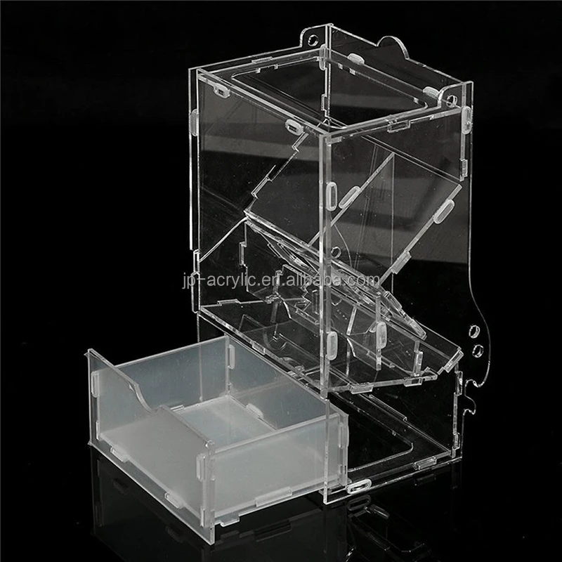 
Clear Acrylic No Mess Parrot Integrated Auto Pet Feeder with Perch 