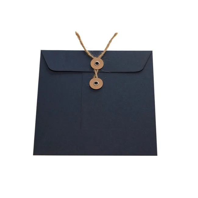 custom logo black cardboard string and button envelopes