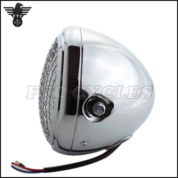 Универсальная винтажная хромированная сетчатая галогенная мотоциклетная фара 6,5 дюйма для скремблера