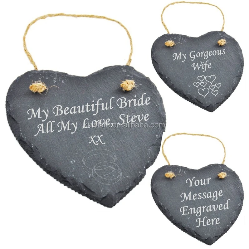Manufactory Wholesale Eco-friendly natural heart shape slate gift tags for decoration 15 x 15 cm