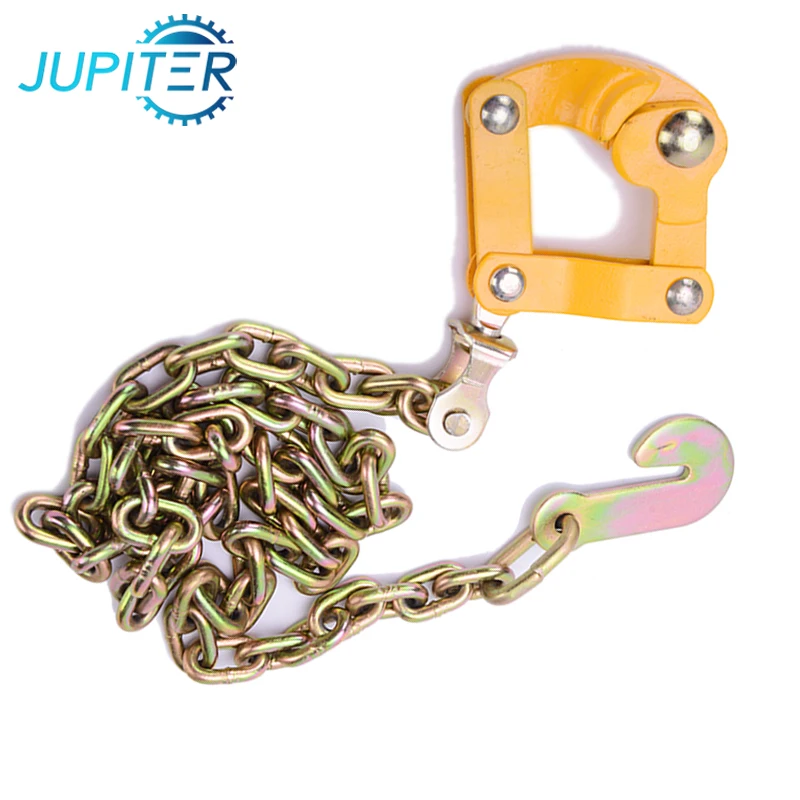 Collapsible steel electric fence strainer grab chain wire puller