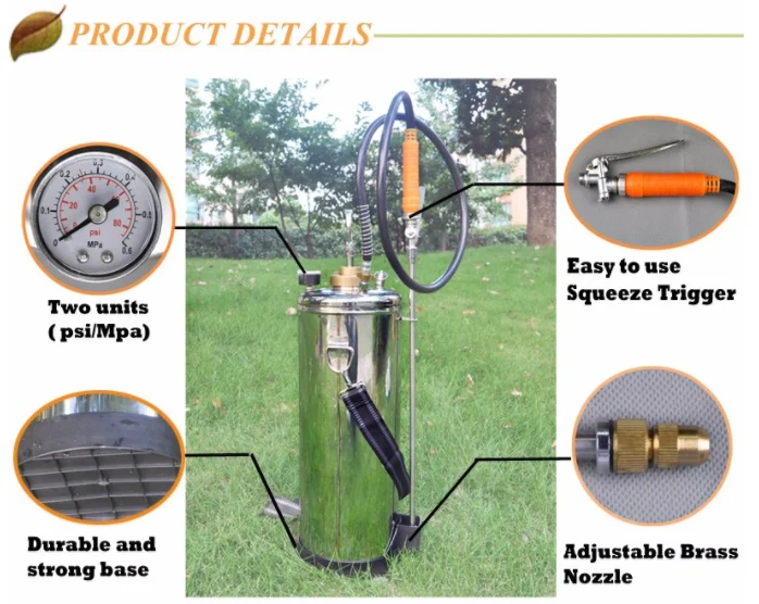 Stainless steel watering fertilizing spot treating weeds pump sprayer