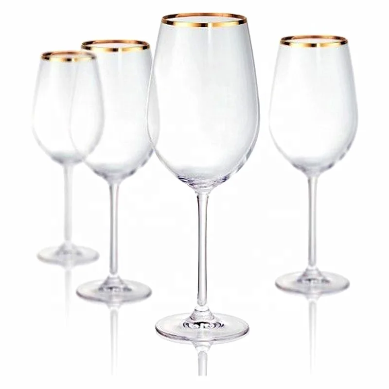 2019 Wholesale Elegant Gold Rimmed Glassware Sets Wine glass