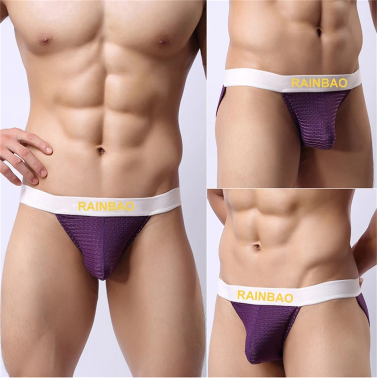 Superior quality custom logo string mesh mens thong underwear for sexy bikini man briefs