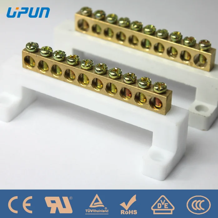 
7 positions ground wire row copper electrical bar neutral terminal block 