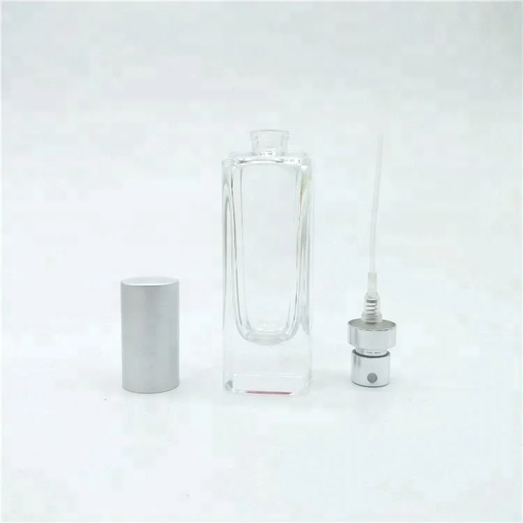 Wholesale imported perfumes dubai 25ml slim square glass perfume bottle factory