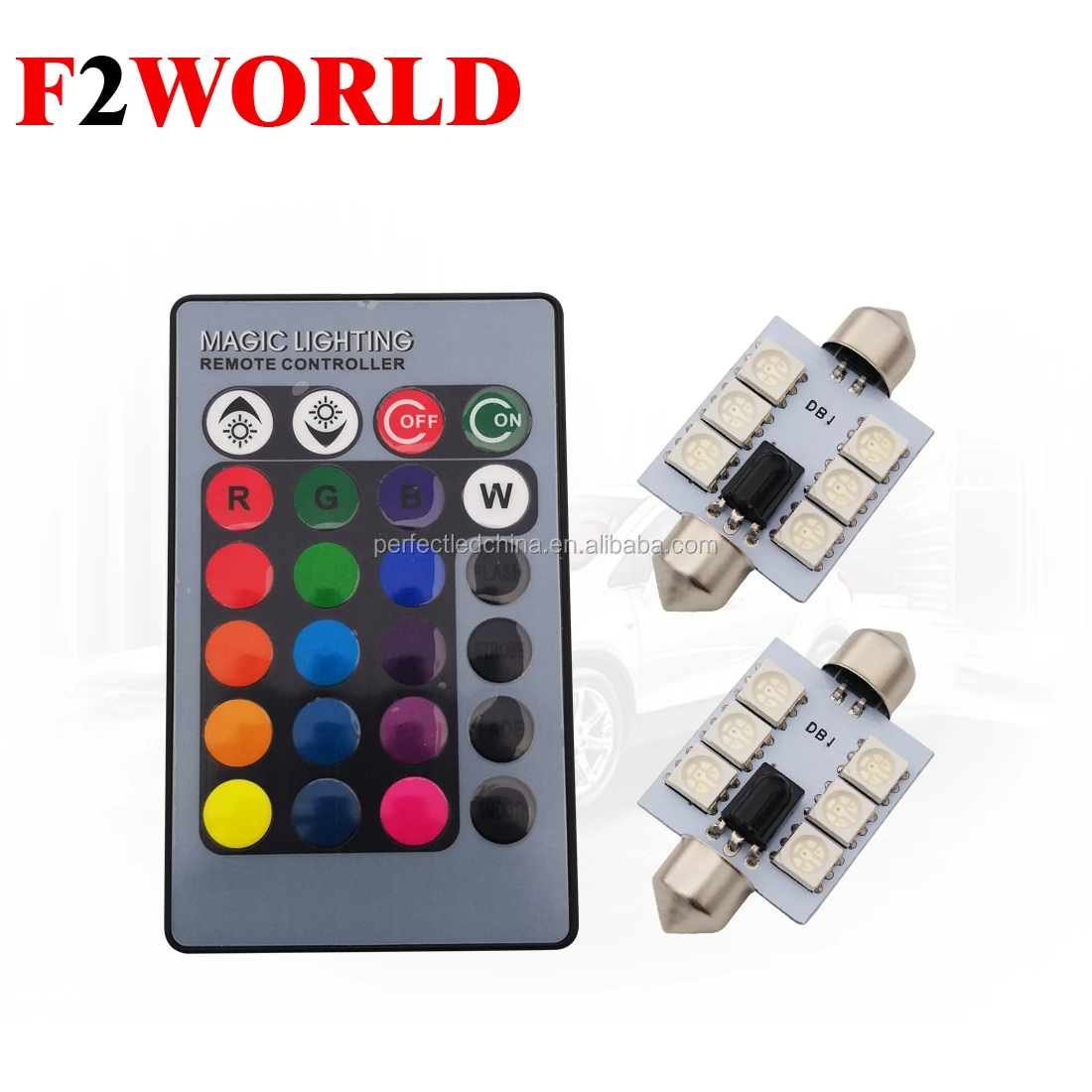 T10 RGB LED 6 SMD 5050 Chip Car Light Multi Colors Changing LED Parking Lamp Colorful Auto Interior Light with Remote Control