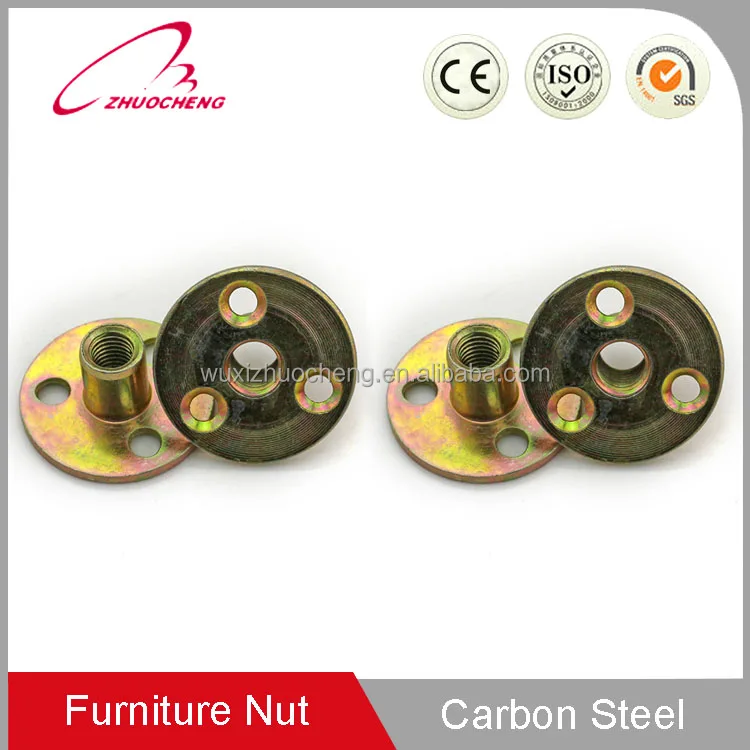 T Nut Fasteners China manufacture factory price Zinc plated round base T nut three brad hole tee nut
