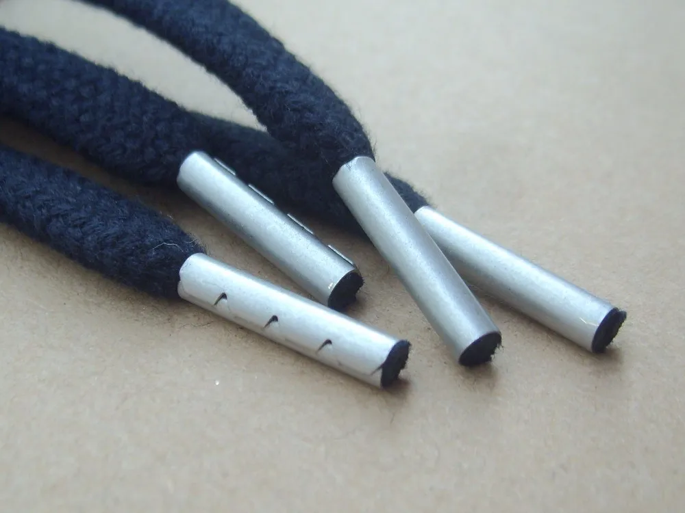 Metal shoelace aglets accessories factory maker shinny silver 4mm shoe lace cord metal head aglet tip