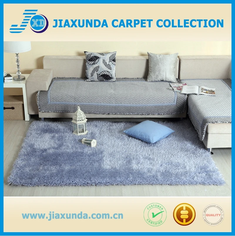 Low price storage plain white 100% polyester silk bedroom use shaggy carpet