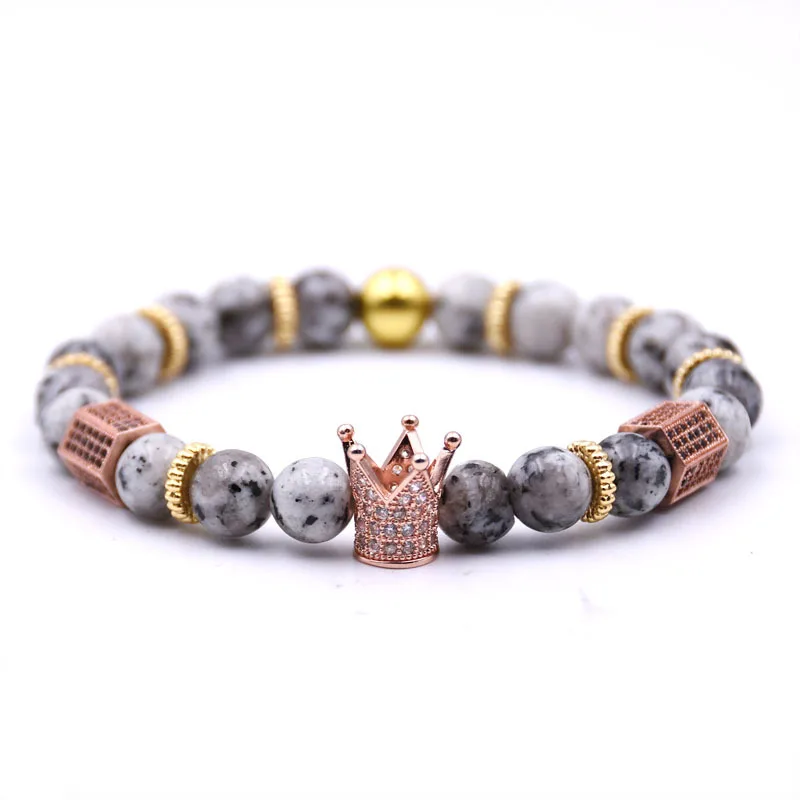 1808021010 crown natural stone bracelet copper accessories emperor stone bracelet volcanic stone elastic thread bracelet