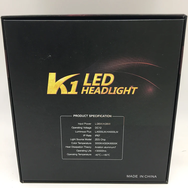 
Intelligent temperature control 360 rotate dimming K1 K1S K1X 4000lm led headlight h7 adapter h1 