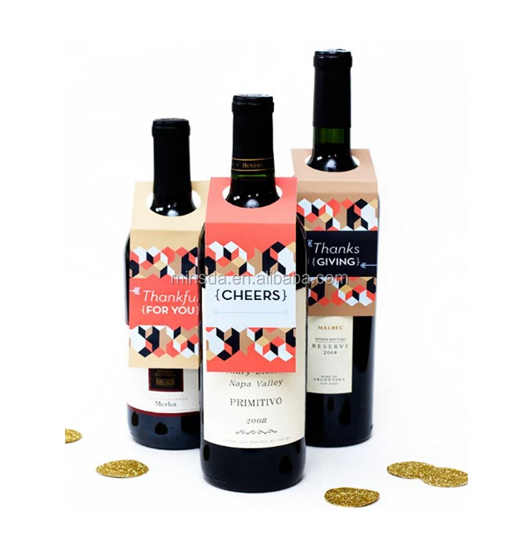 Minsda Custom printed wine bottle neck tags hang tags for wine bottle wine security tag