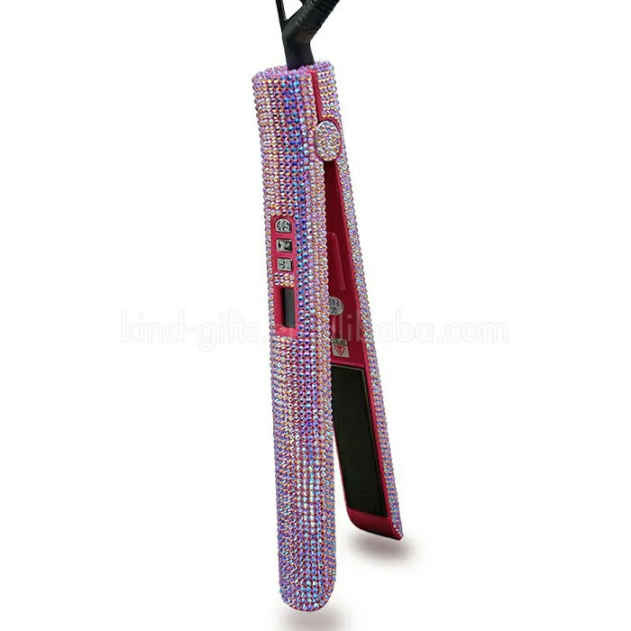 Quite Colorful Diamond Studded Cheap Custom Crystal Bling Hair Straightener Flat Iron