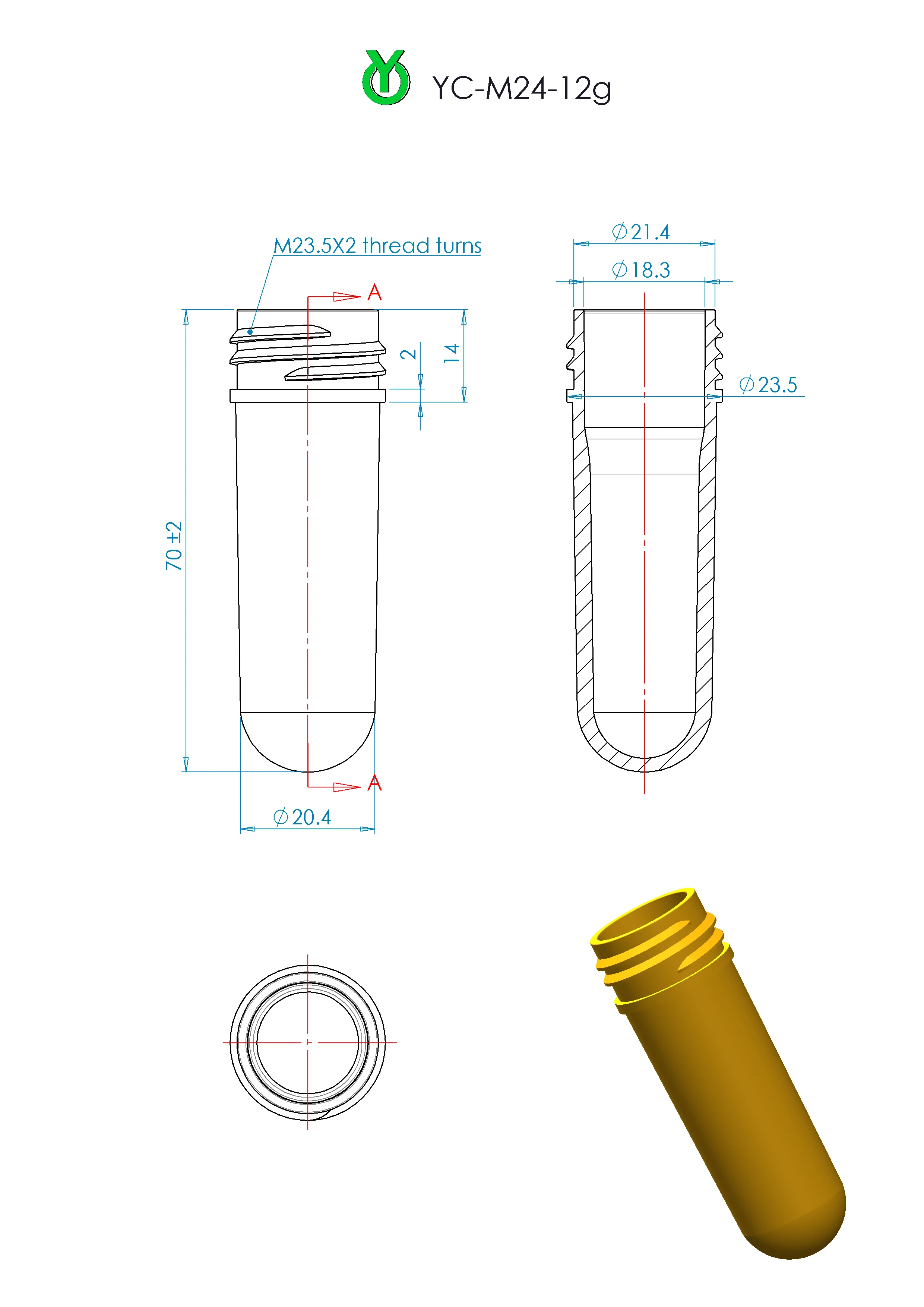 24mm 24/410 neck 12g for 20ml high quality cosmetic bottles PET preform