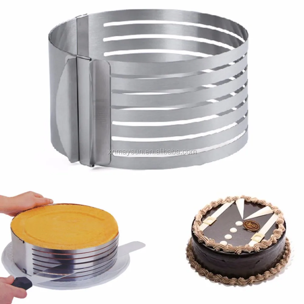 Adjustable 9 to 12 Stainless Steel bakeware Layer Cake Slicer Kit Mousse Mould Slicing Cake 6-8inch