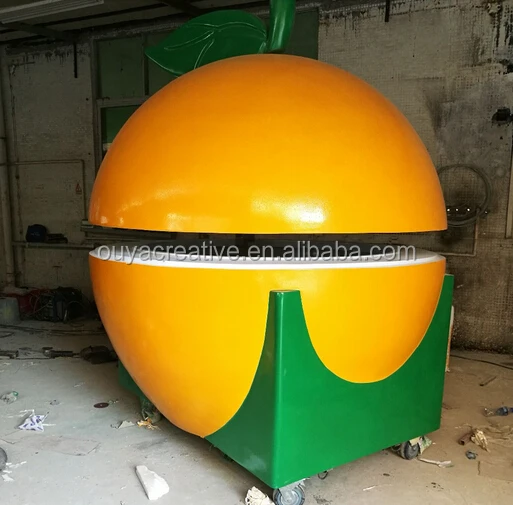 fiberglass street food kiosk orange shape juice bar selling orange juice trailer