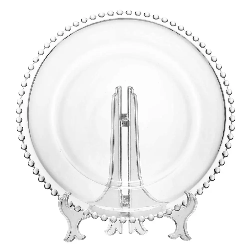 SXGC lead free food safe clear beaded charger plates wholesale for wedding and party