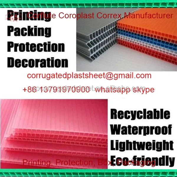 PP Material 2mm 3mm 4mm 5mm 6mm White corrugated plastic Board/corflute sheet/corex board