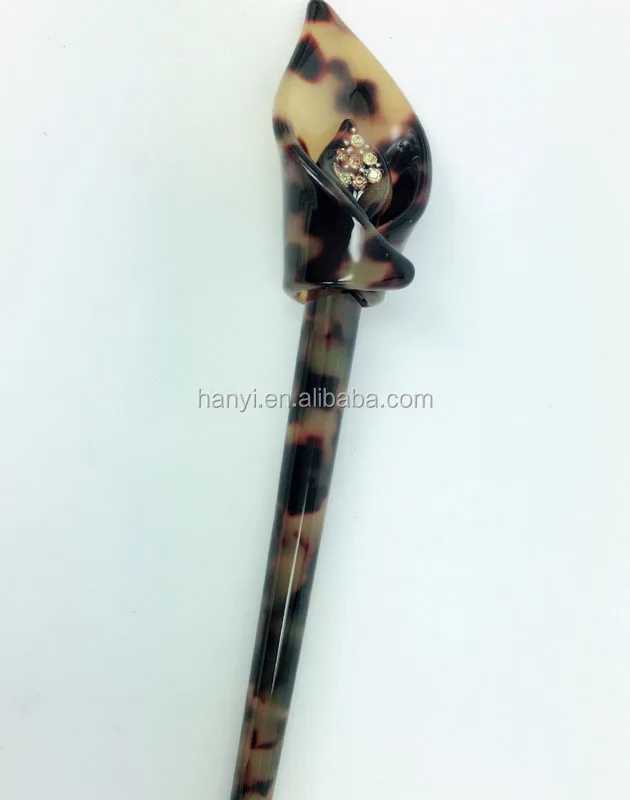
fashion cellulose acetate hair accessories tortoise plastic hair stick 
