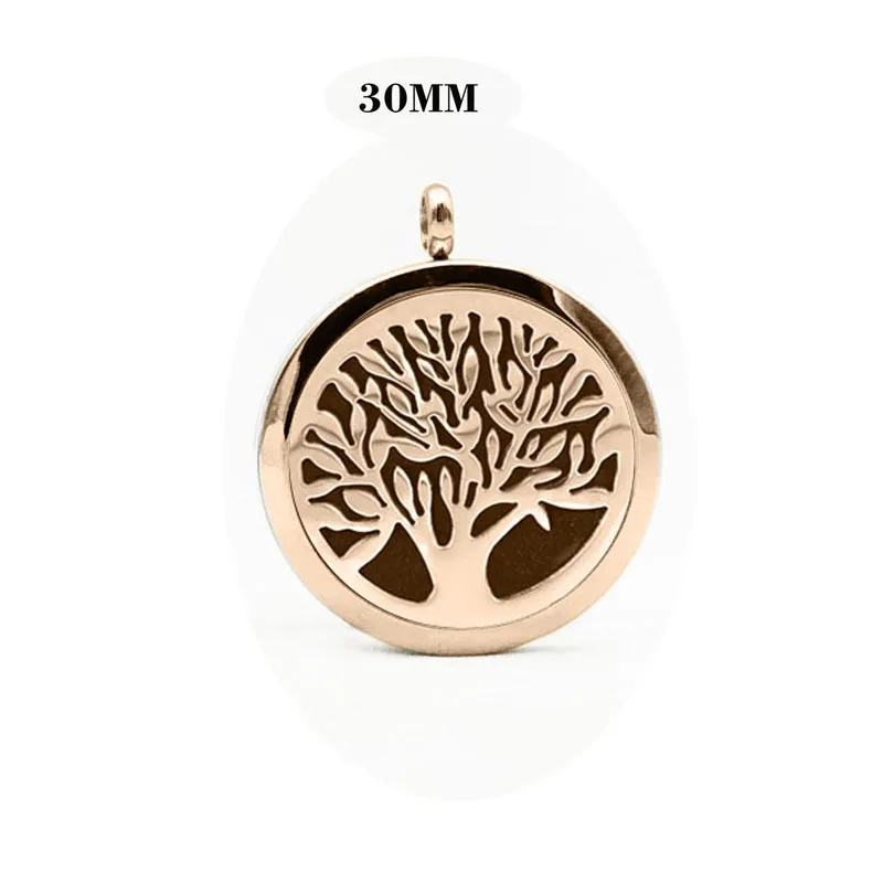 Tree of Life 316L Stainless Steel Jewelry Gold Plated Pendant Aroma Necklace Locket Essential Oil Diffuser Necklace For Women