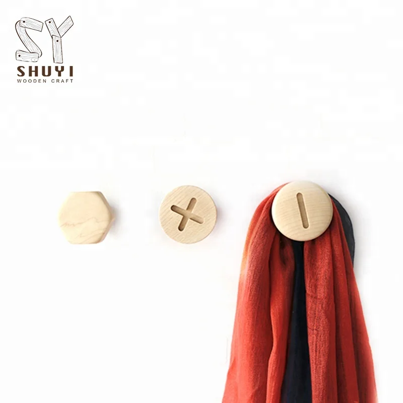 Easy Use Maple Vintage Wood Coat Hook Single Wall Hook